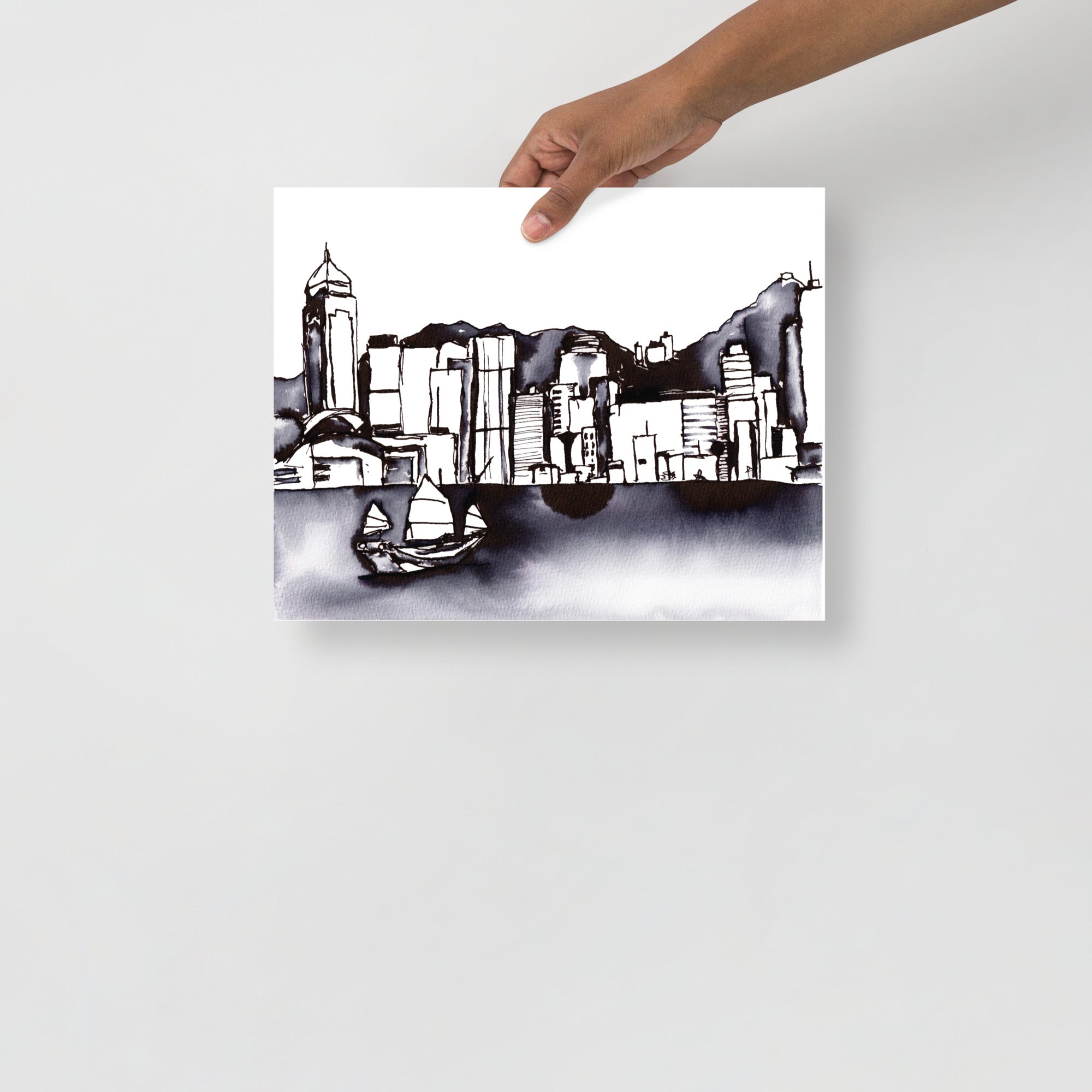 Hong Kong skyline – Original Watercolor Art Print