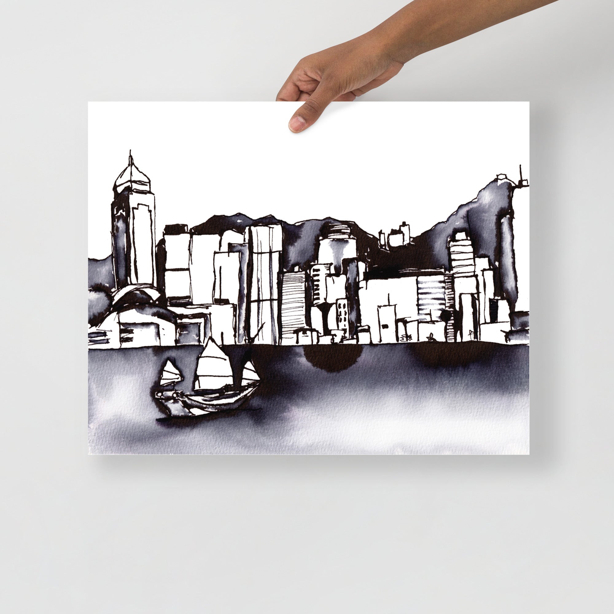 Hong Kong skyline – Original Watercolor Art Print