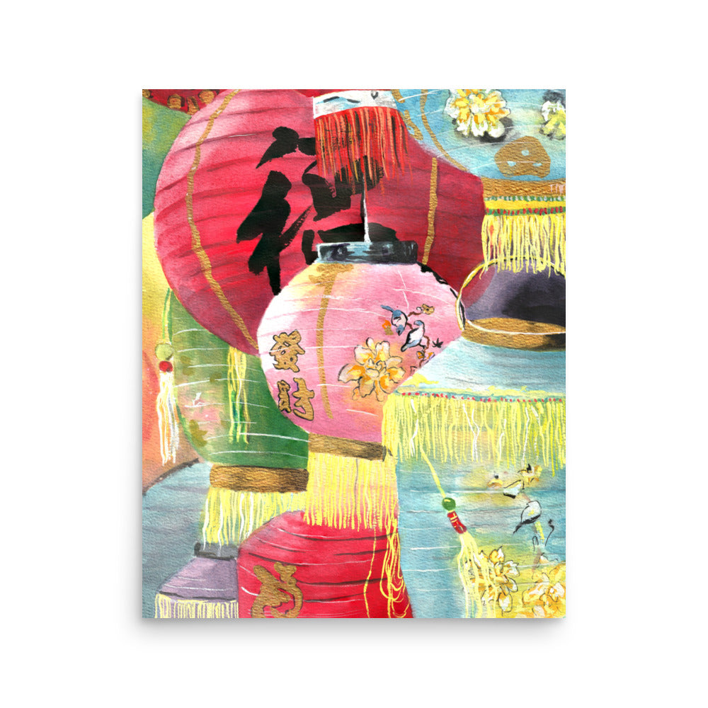 Mid-Autumn Festival Lanterns Watercolor Art Print – Hong Kong