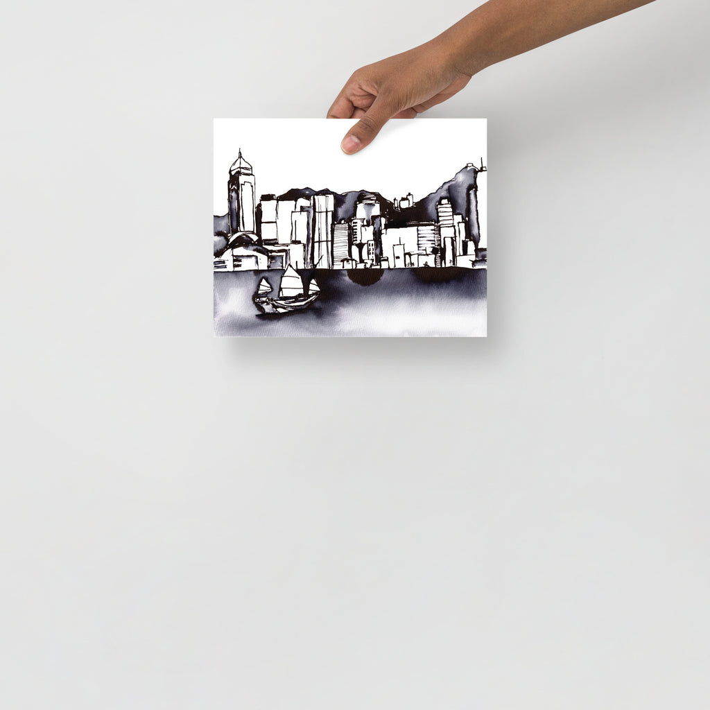 Hong Kong skyline – Original Watercolor Art Print