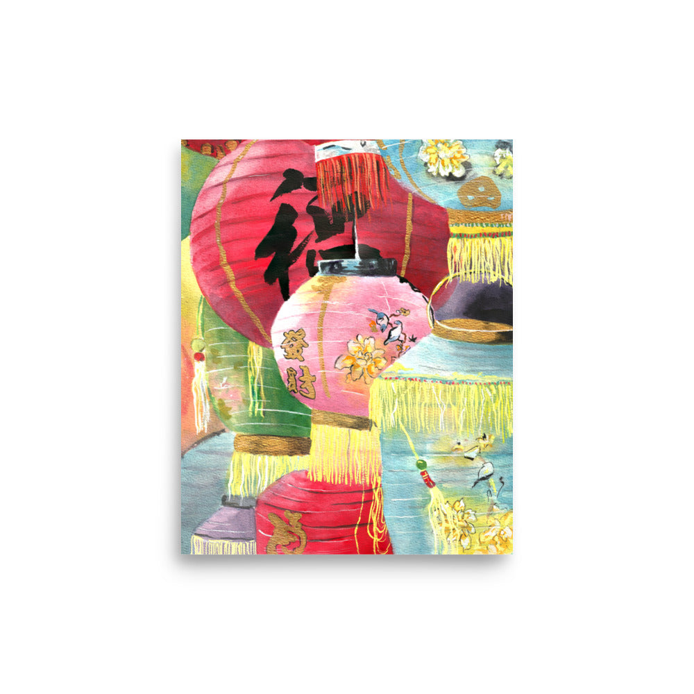 Mid-Autumn Festival Lanterns Watercolor Art Print – Hong Kong